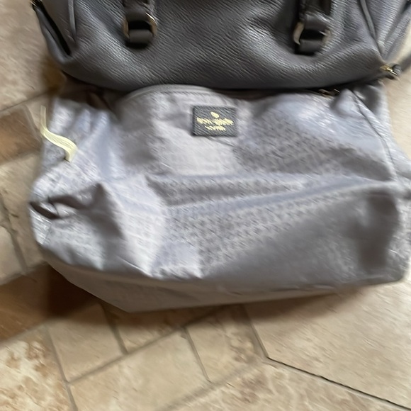 Kate Spade Gray Pebbled Leather Satchel Purse Adjustable Strap Dual Handles - Picture 9 of 11